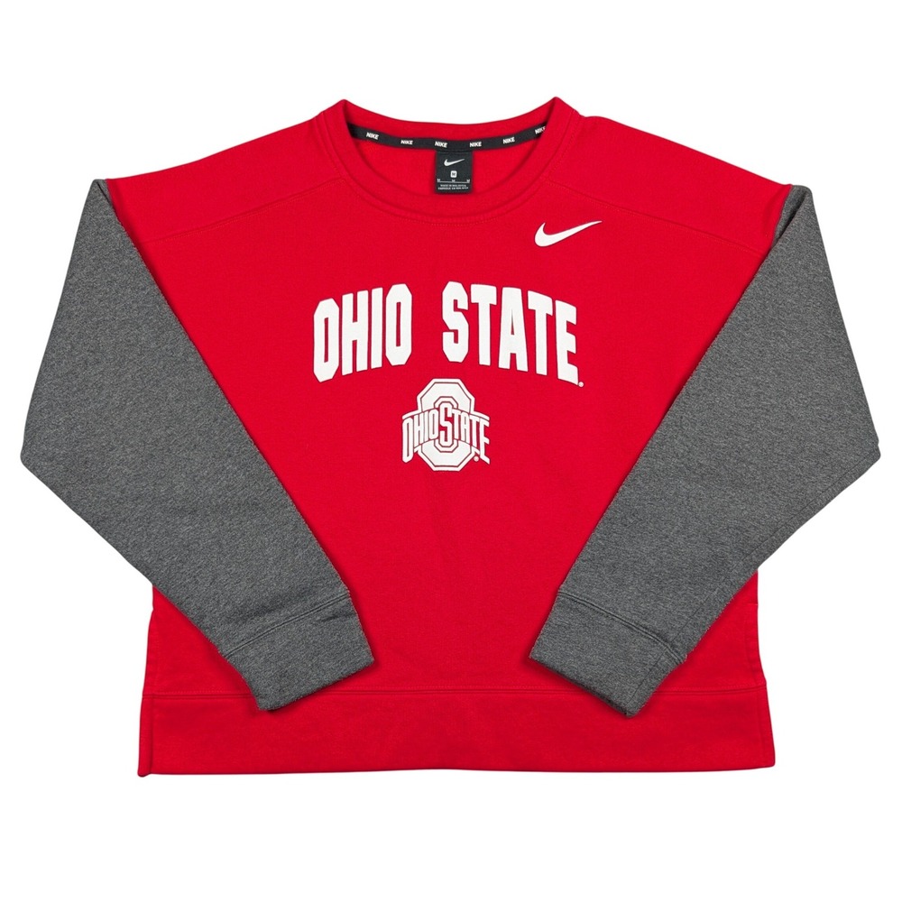 Ohio State Buckeyes Sweatshirt Womens‎ Medium Red Colorblock Nike Crewneck NCAA